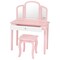 Costway Kids Vanity Set Princess Makeup Dressing Play Table Set W/Mirror White\ Pink
